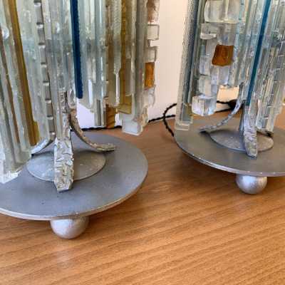 wrought iron glass lamps poliarte biancardi jordan arte italy 1970