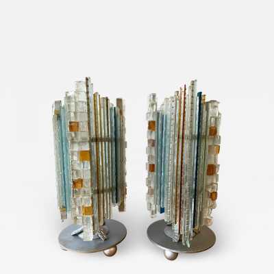 wrought iron glass lamps poliarte biancardi jordan arte italy 1970