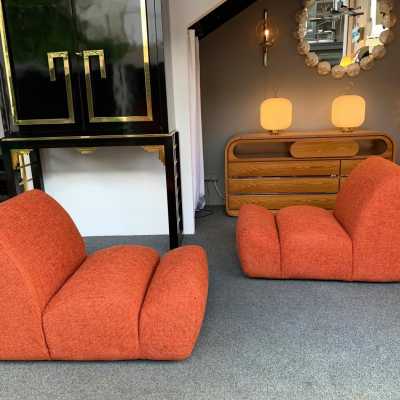 fireside chairs paloa armchairs emilio guarnacci italy 1970