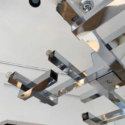 chandelier gaetano sciolari metal chrome brass italy 1970