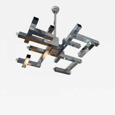 chandelier gaetano sciolari metal chrome brass italy 1970
