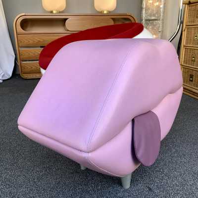 stool pouf mouth leather italy 1980 1990