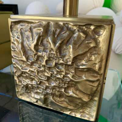 lamps pair brass bronze luciano frigerio italy 1970
