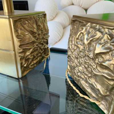 lamps pair brass bronze luciano frigerio italy 1970