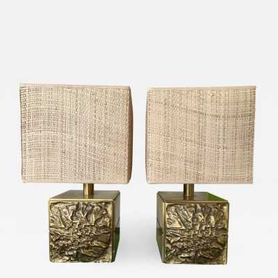 lamps pair brass bronze luciano frigerio italy 1970