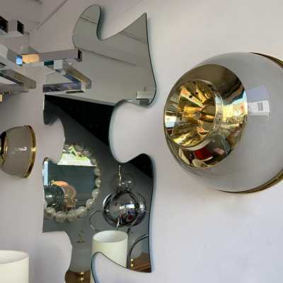 wall lights pair ceiling light glass brass azucena Luigi Caccia Dominioni Italy 1960 1970