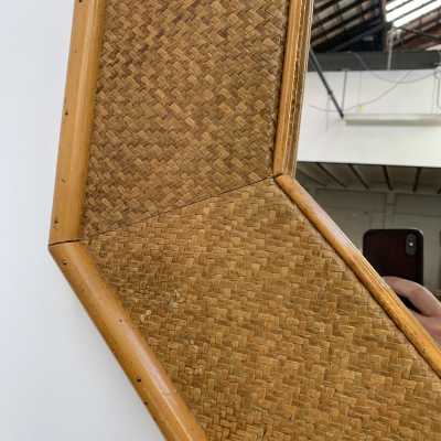 octagonal bamboo and rattan mirror Italy 1970 1980