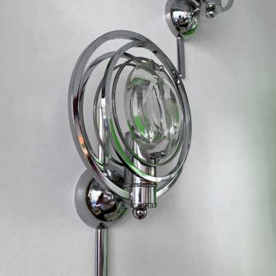 sconces pair metal glass oscar torlasco italy 1970