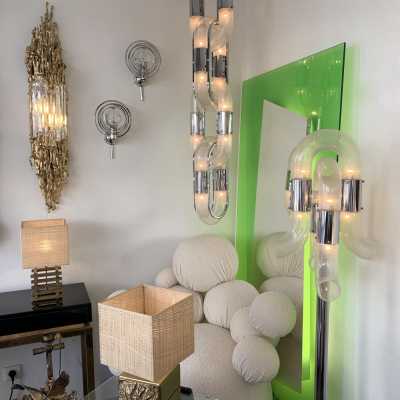 sconces pair metal glass oscar torlasco italy 1970