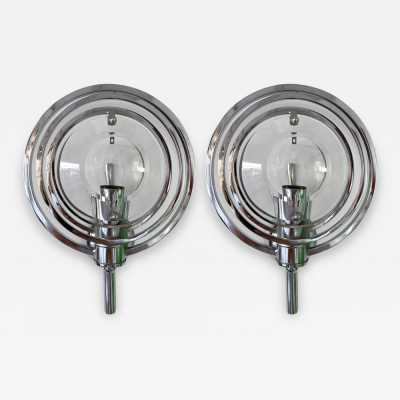 sconces pair metal glass oscar torlasco italy 1970