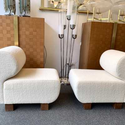 Armchairs armchairs loop pile wood italy 1970