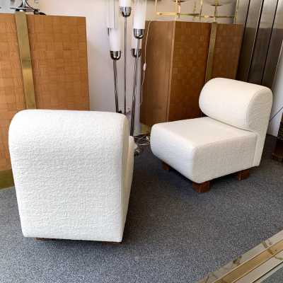 Armchairs armchairs loop pile wood italy 1970