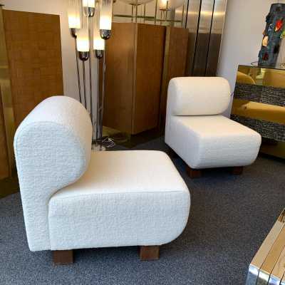 Armchairs armchairs loop pile wood italy 1970