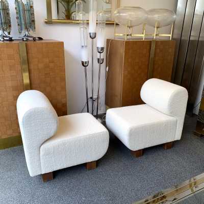 Armchairs armchairs loop pile wood italy 1970