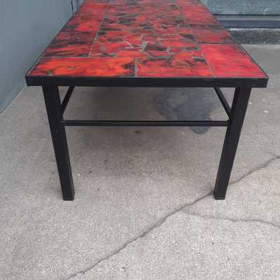 Red ceramic coffee table