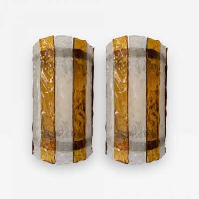 Wall lamps pair murano glass mazzega italy 1970