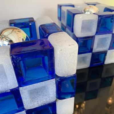 cube lamps pair murano glass poliarte italy 1970