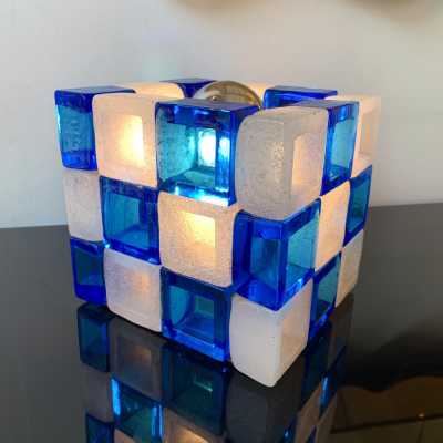 cube lamps pair murano glass poliarte italy 1970