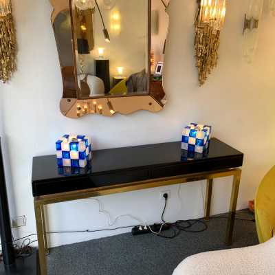 cube lamps pair murano glass poliarte italy 1970
