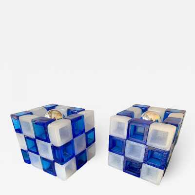 cube lamps pair murano glass poliarte italy 1970