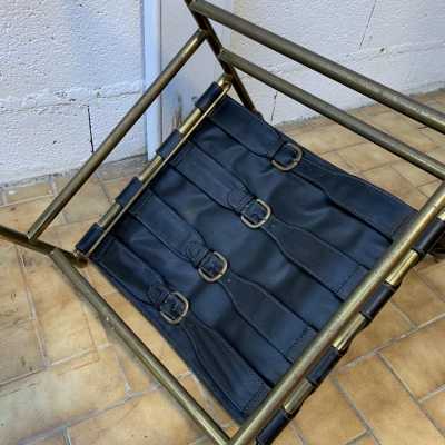 chair brass leather luciano frigerio italy 1970