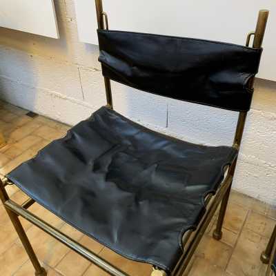 chair brass leather luciano frigerio italy 1970