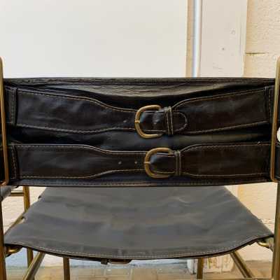 chair brass leather luciano frigerio italy 1970