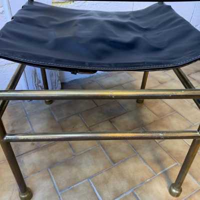 chair brass leather luciano frigerio italy 1970