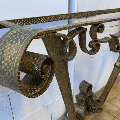 console wrought iron gold leaf pier luigi colli italy 1940 1950