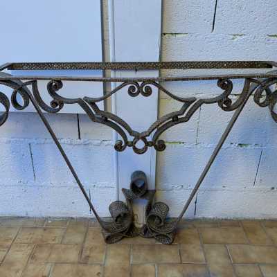 console wrought iron gold leaf pier luigi colli italy 1940 1950