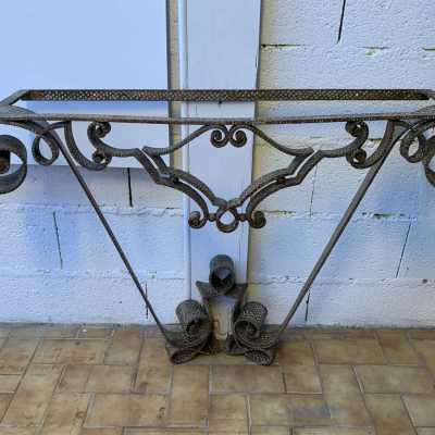 console wrought iron gold leaf pier luigi colli italy 1940 1950