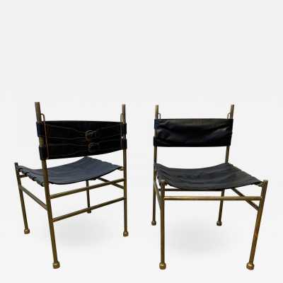 chair brass leather luciano frigerio italy 1970