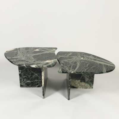Green marble coffee table.