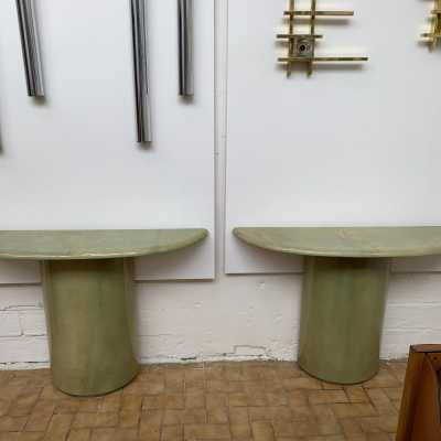 console pair parchment goatskin aldo tura italy 1970