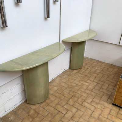 console pair parchment goatskin aldo tura italy 1970