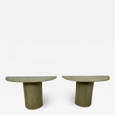 console pair parchment goatskin aldo tura italy 1970