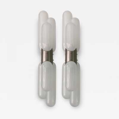 Paire d'appliques Torpedo verre de Murano et métal par Carlo Nason pour Mazzega. Italie 1970