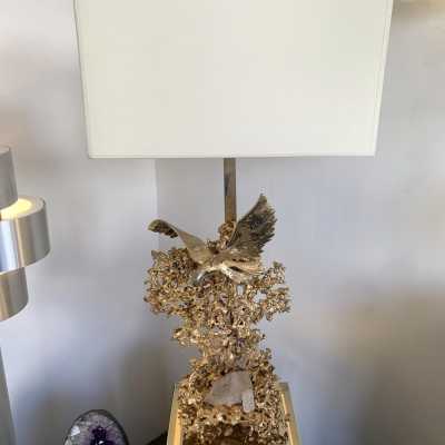 gilt bronze lamp quartz claude victor boeltz france 1970