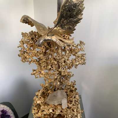 gilt bronze lamp quartz claude victor boeltz france 1970