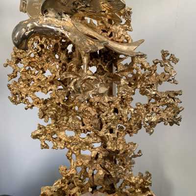 gilt bronze lamp quartz claude victor boeltz france 1970