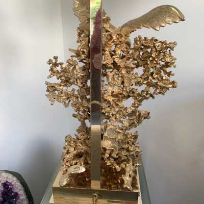 gilt bronze lamp quartz claude victor boeltz france 1970