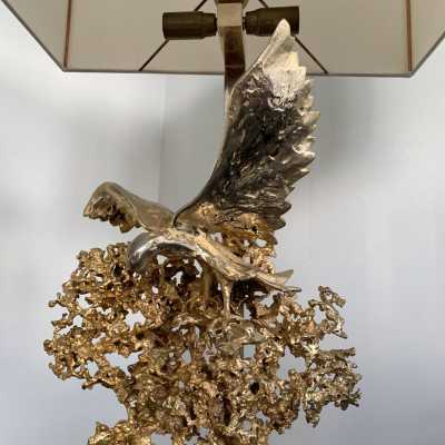 gilt bronze lamp quartz claude victor boeltz france 1970