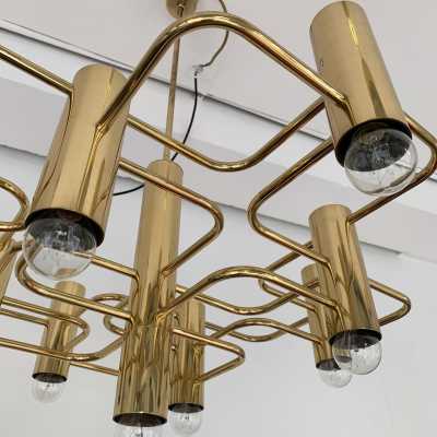 Sciolari brass chandelier baker belgium italy 1970