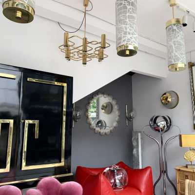 Sciolari brass chandelier baker belgium italy 1970