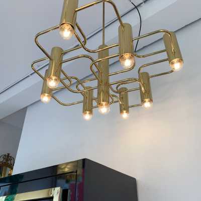 Sciolari brass chandelier baker belgium italy 1970