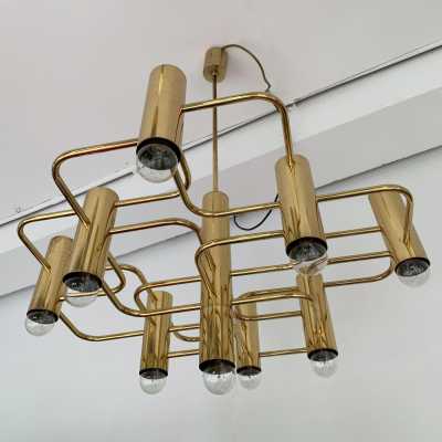 Sciolari brass chandelier baker belgium italy 1970