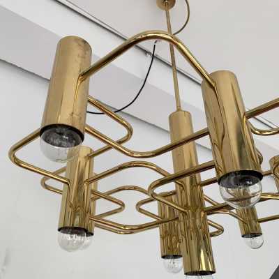 Sciolari brass chandelier baker belgium italy 1970