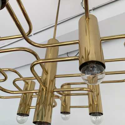 Sciolari brass chandelier baker belgium italy 1970