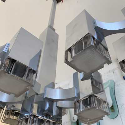 chandelier cubic sciolari gaetano metal plexiglass italy 1970