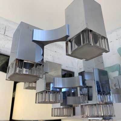 chandelier cubic sciolari gaetano metal plexiglass italy 1970